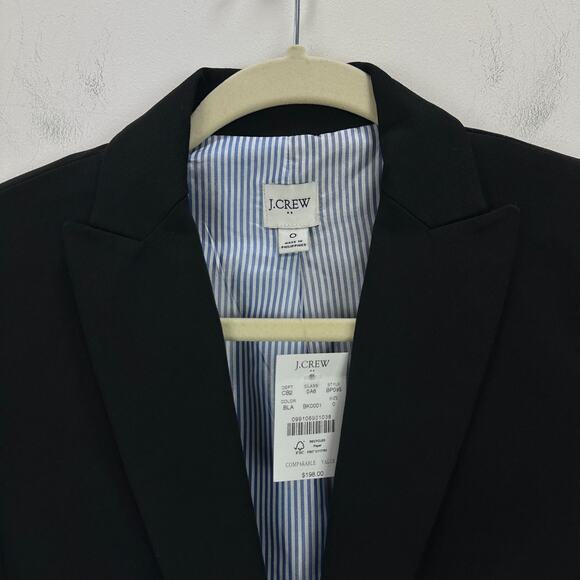 J.Crew Cotton Blend Two Button Blazer Preppy Black Classic Notch Collar US 0 NWT - Picture 7 of 14